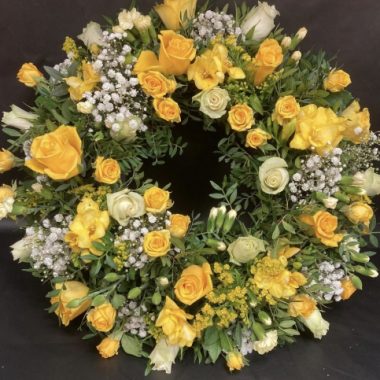 Yellow and White rose wreath